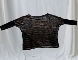 Very Stylish Black Golden With Silver Saini Top
