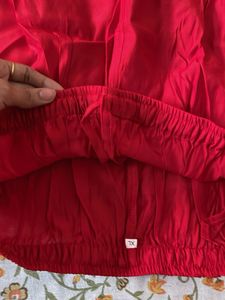 Red Embroidered Ethnic Kurta