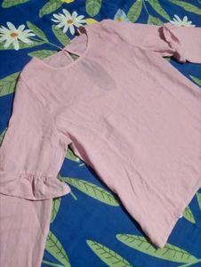 Blush Pink Bell Sleeve Top