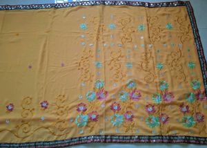New light Yellow Chiffon Embroidery Saree✨