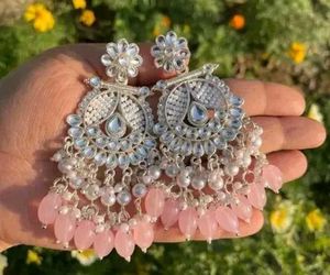 Silver And Soft Pink Statement Earrings 💗✨