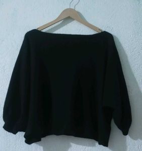 Black Batwing Sleeve Top