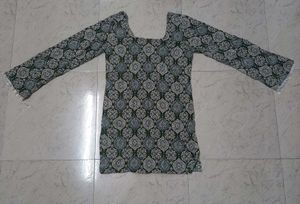 Patterned Long Sleeve Corset Kurti