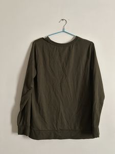 Beaded Detail Olive Green Sweatshirt
