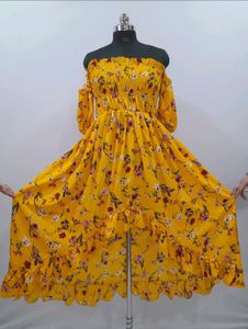 Mustered yellow floral tube dress