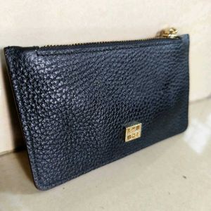 Navy Blue Leather Card and Coin Holder