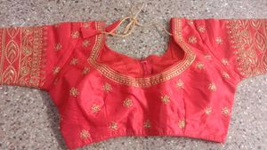 Hot Red Zari Embroidery Design Boluse