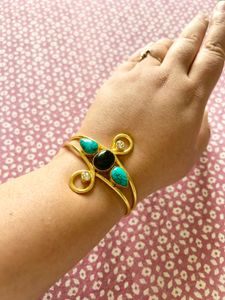 Golden Bangle Kada With Gemstone Embellishments