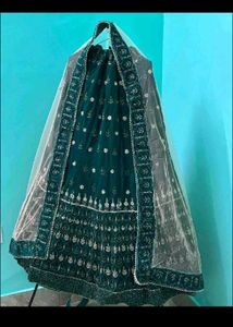 Elegant Green Embroidered Lehenga Choli