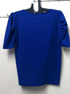 Blue Ruched Detail Top