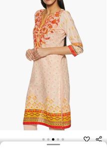 Rangriti Peach Straight Kurta