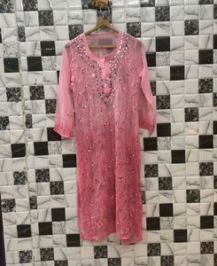 Mirror Work Chickenkari Kurti Set