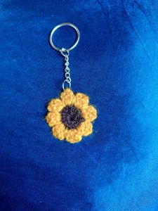 Crochet sunflower keychain and bag charm