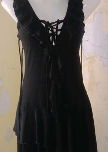 Elegant Black Ruffled Dress