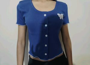 Blue Button-Down Top