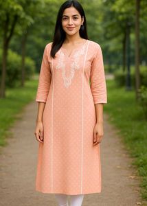 Elegant Peach Embroidered Kurta