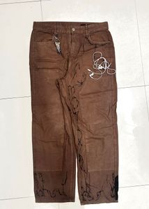 Custom painted Brown Carpenter Jeans