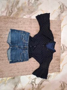 Polka Dot Black Top