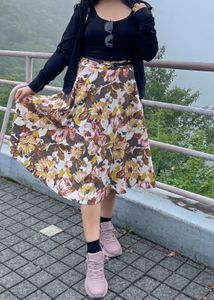 Floral A line Midi Skirt