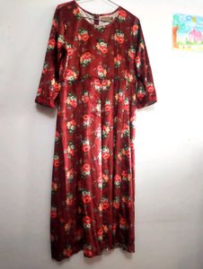 Floral Velvet Kurta Dress
