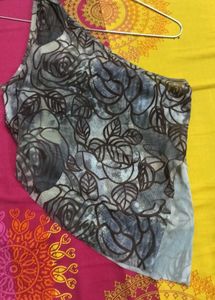 one shoulder brown floral ruched top