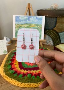 Handmade Pink Flower Earrings