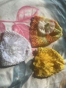 Baby Girl Hairband Cum Caps Set Of 3..!