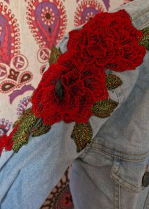Denim Jacket With Rose