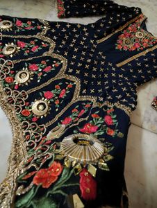 Royal Blue Heavy ✨Embroidery Mirror Work Kurti🤩