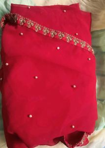 Red.. One Minute Saree.. No Blouse