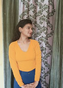 Mustard Yellow Ribbed Top- Full Sleeves