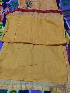 Yellow Red Kurta Set