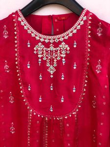 W Pink Embroidered Kurta