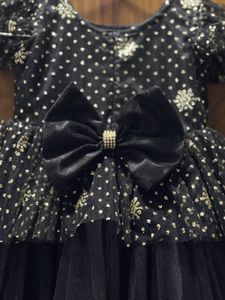 Girls&#39; Black &amp; Gold Frock Dress