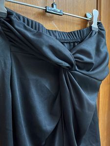 Black Slit Cocktail Skirt
