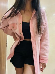 Women SHEIN Pink Overcoat