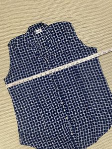 Blue &amp; White Checkered Sleeveless Shirt