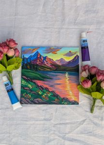 Mini Mountain Lake landscape Painting