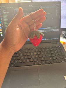 crochet strawberry keychain