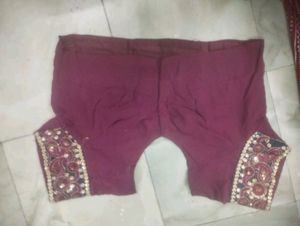 Maroon &amp; Green Embellished Saree