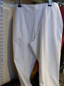 White Linen Blend Trousers
