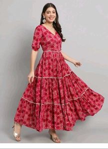 Floral Printed Anarkali Kurta/ Maxi Dress