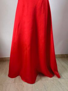 Elegant Red Lace Bodice Gown