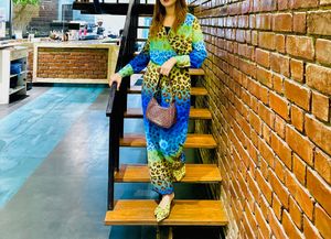 ANIMAL PRINT GEORGETTE DESIGNER JUMPSUIT IN M