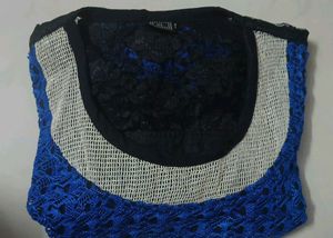 Embroidery Top With 1/2 Netted Back