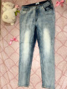 Stylish Faded Blue Denim Skinny Jeans