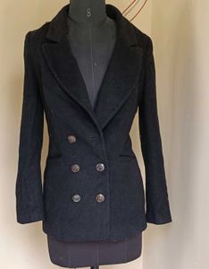 Elegant Black Double-Breasted Coat