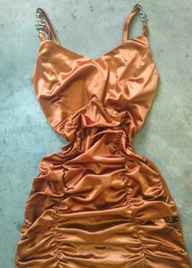Gold Ruched Mini Dress