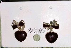 Heart &amp; Bow Dangle Earrings