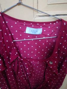 A Marron Jumpsuit in Polka Print